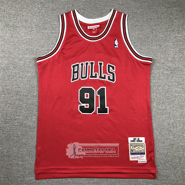 Camiseta Nino Chicago Bulls Dennis Rodman NO 91 Mitchell & Ness 1997-98 Rojo